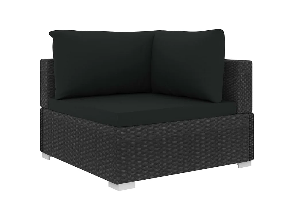 Set Divani da Giardino 5 pz con Cuscini in Polyrattan Nero