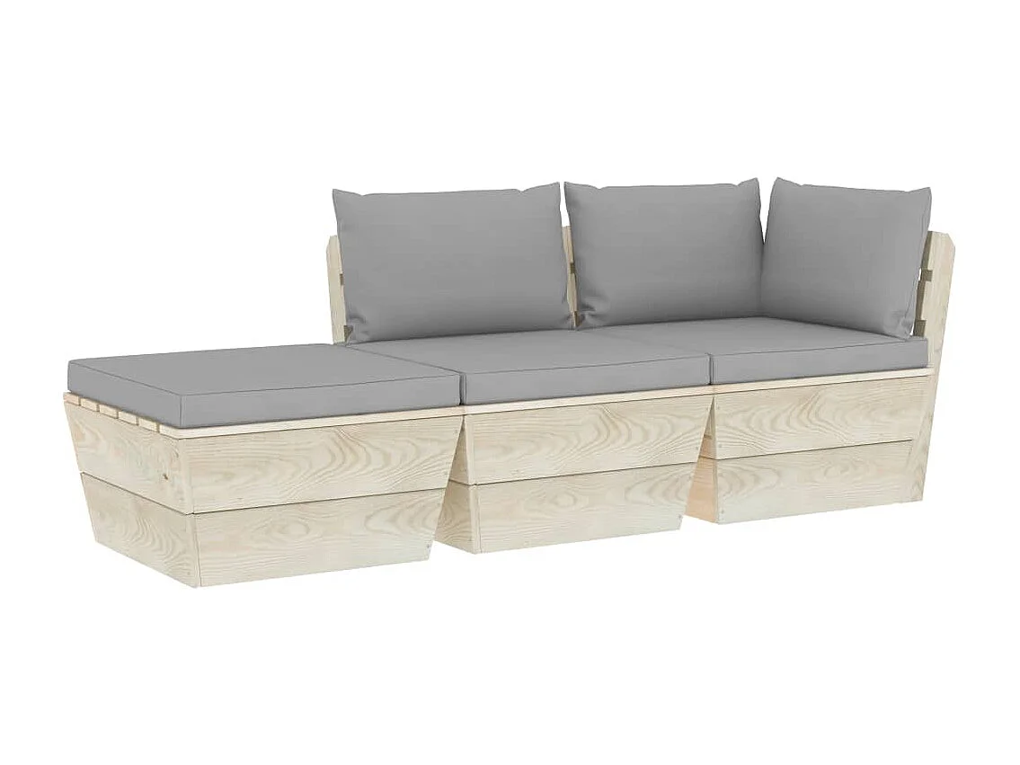 Salon de jardin palette 3 pcs avec coussins bois d'épicéa