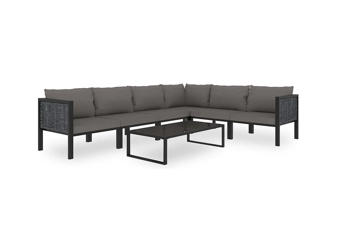 Salon de jardin 7 pcs avec coussins Résine tressée Anthracite