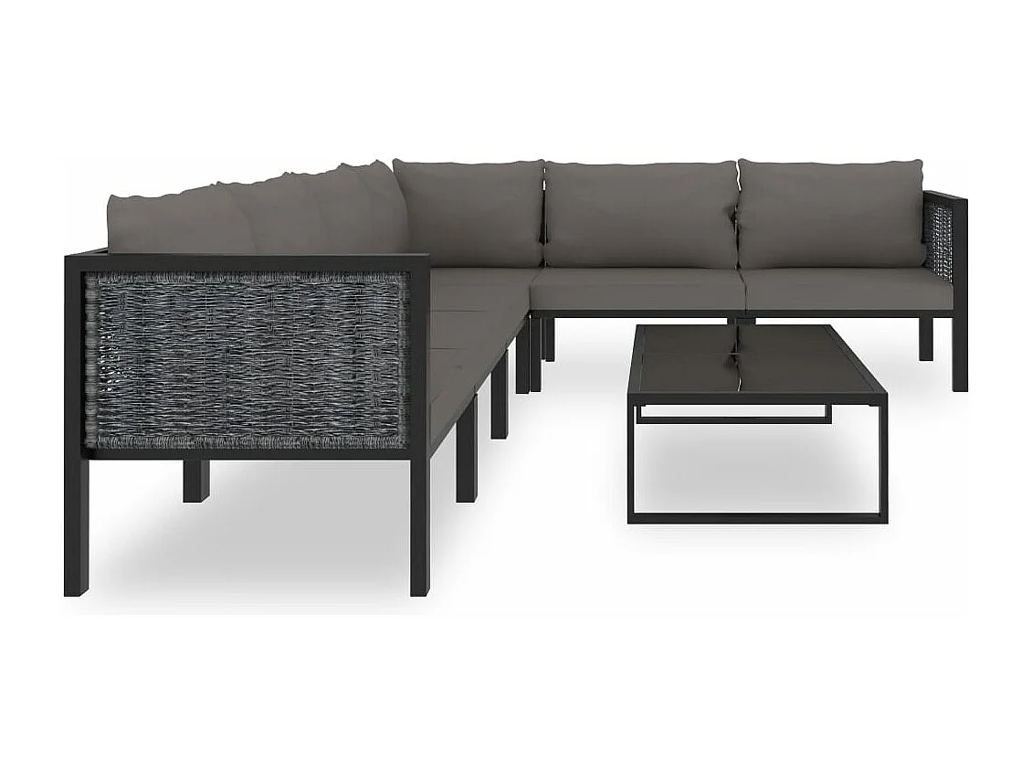 7-tlg. Garten-Lounge-Set mit Auflagen Poly Rattan Anthrazit