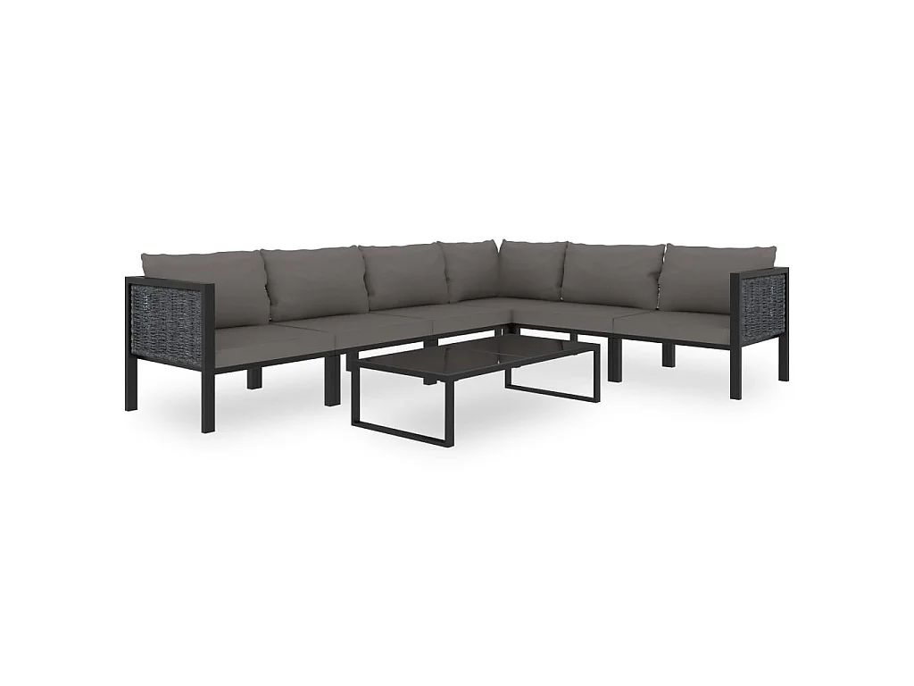 Set Divani da Giardino 7 pz con Cuscini in Polyrattan Antracite
