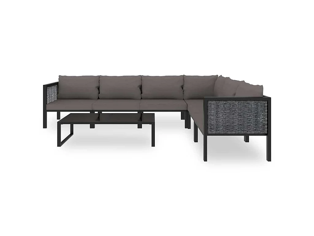 Salon de jardin 7 pcs avec coussins Résine tressée Anthracite