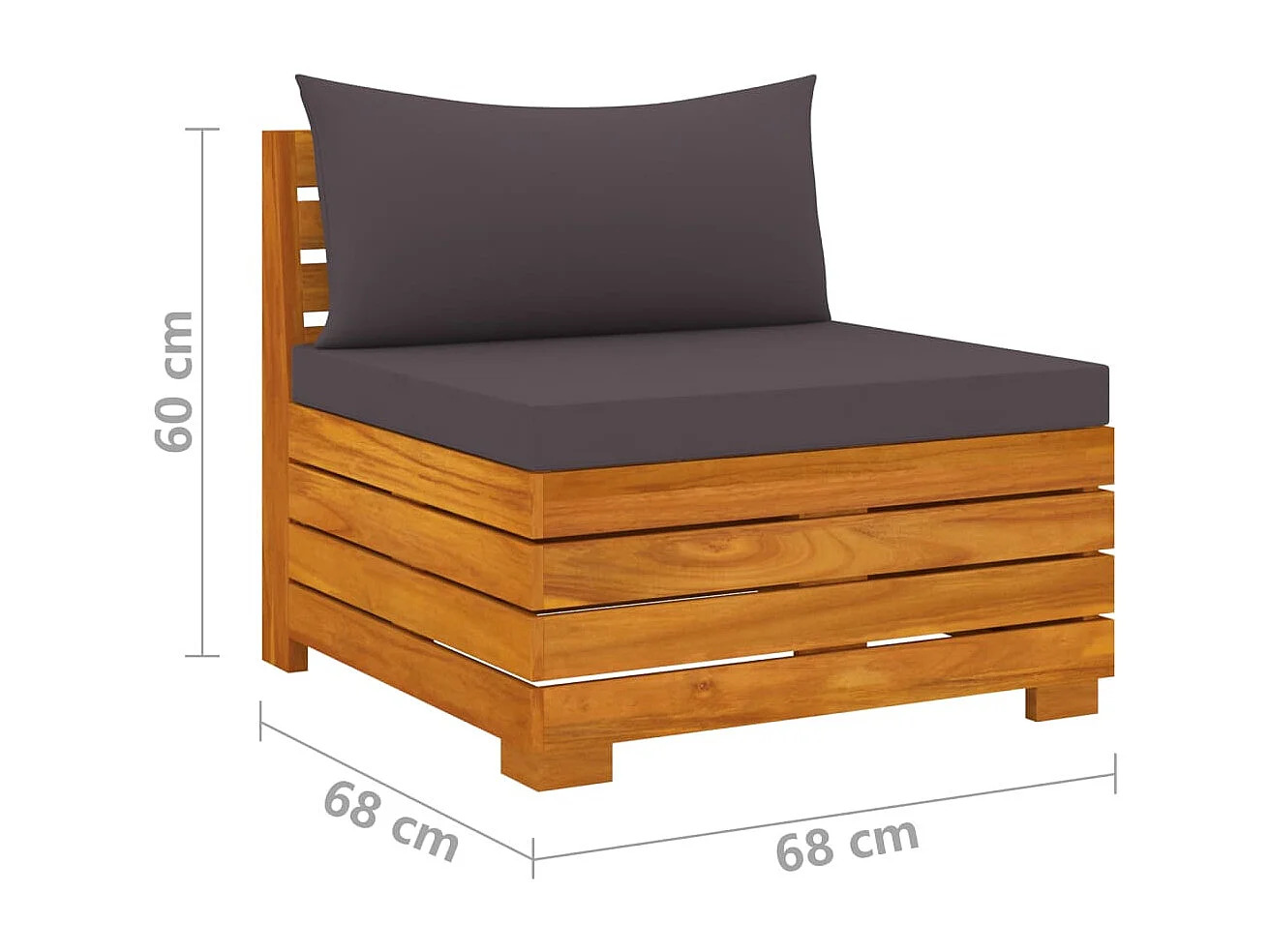 Salon de jardin 6 pcs avec coussins Bois d'acacia solide