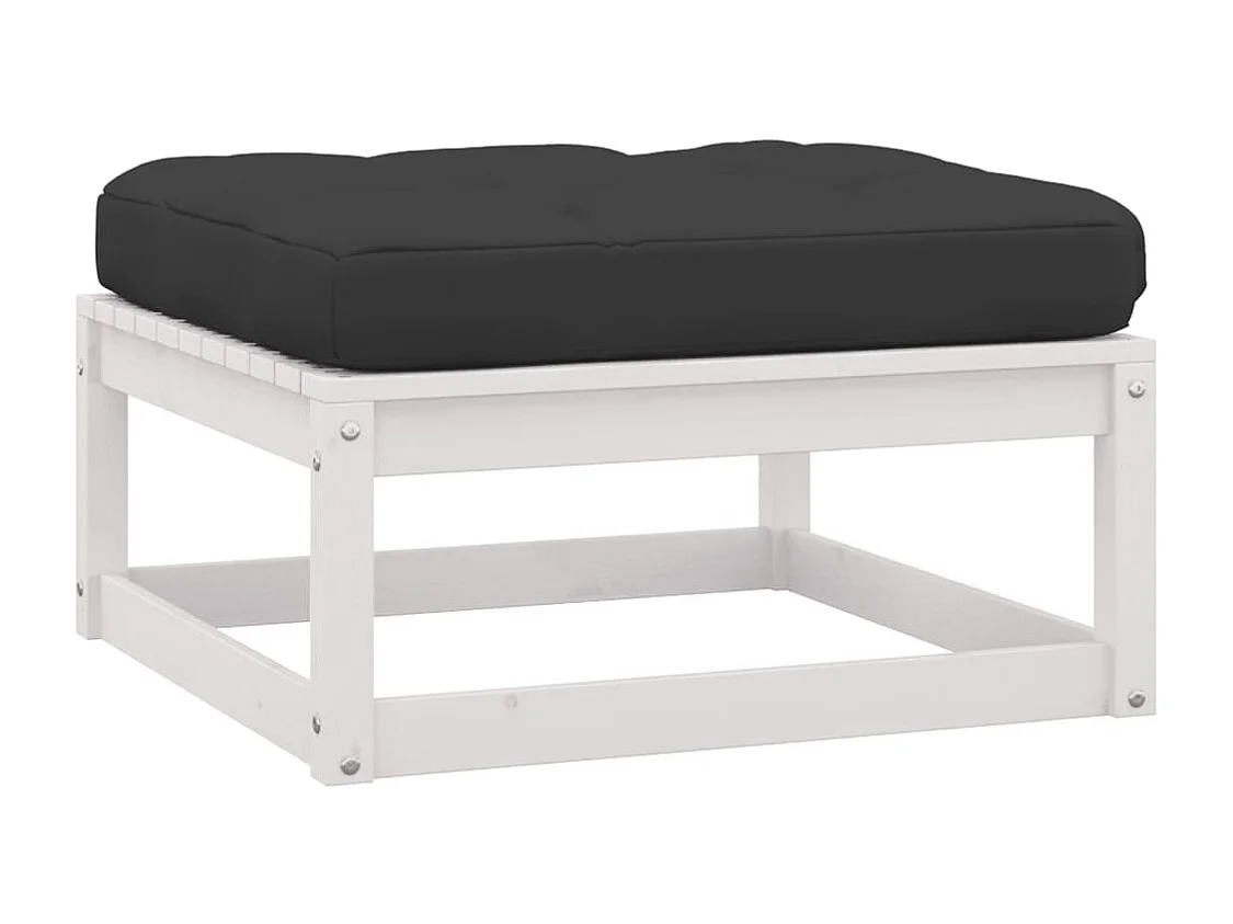 11-tlg. Garten-Lounge-Set mit Kissen Weiß Kiefer Massivholz