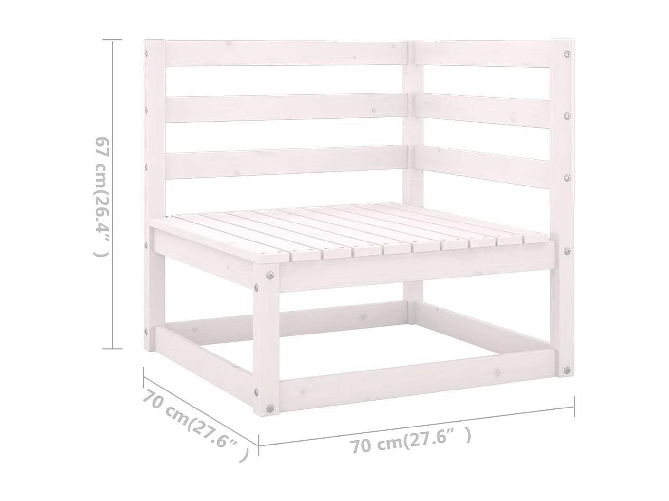 11-tlg. Garten-Lounge-Set mit Kissen Weiß Kiefer Massivholz