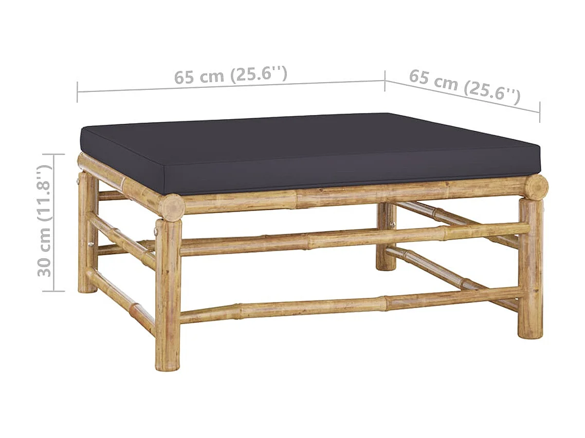 Set Salotto da Giardino 8pz con Cuscini Grigio Scuro Bambù