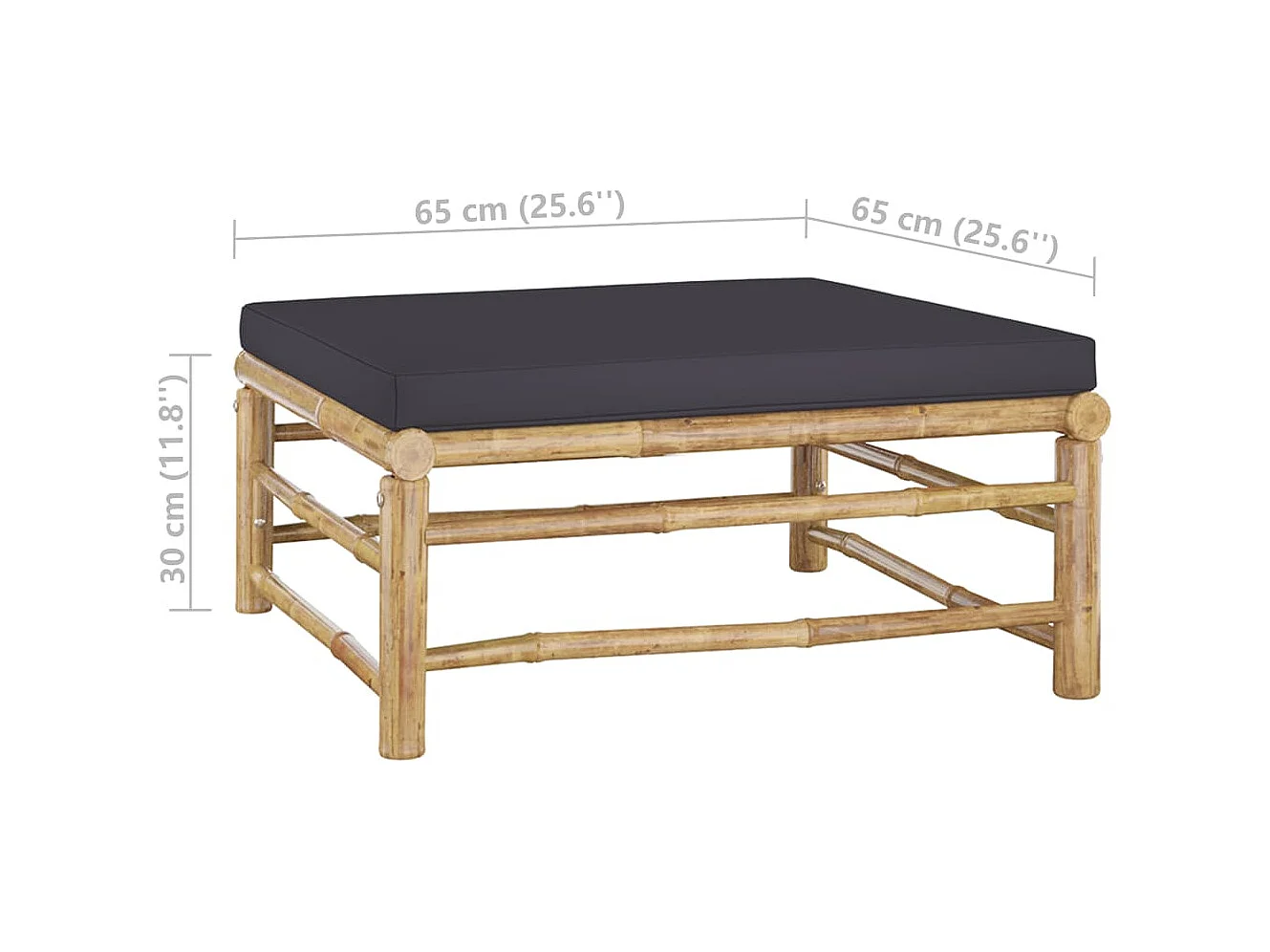 8-tlg. Garten-Lounge-Set mit Dunkelgrauen Kissen Bambus