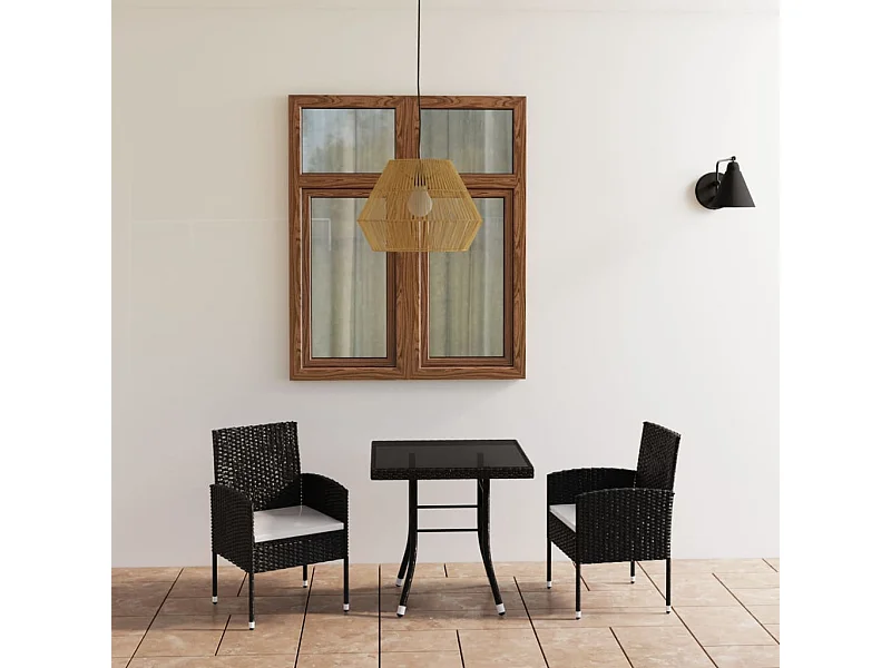 Set da Pranzo da Giardino 3 pz in Polyrattan Nero