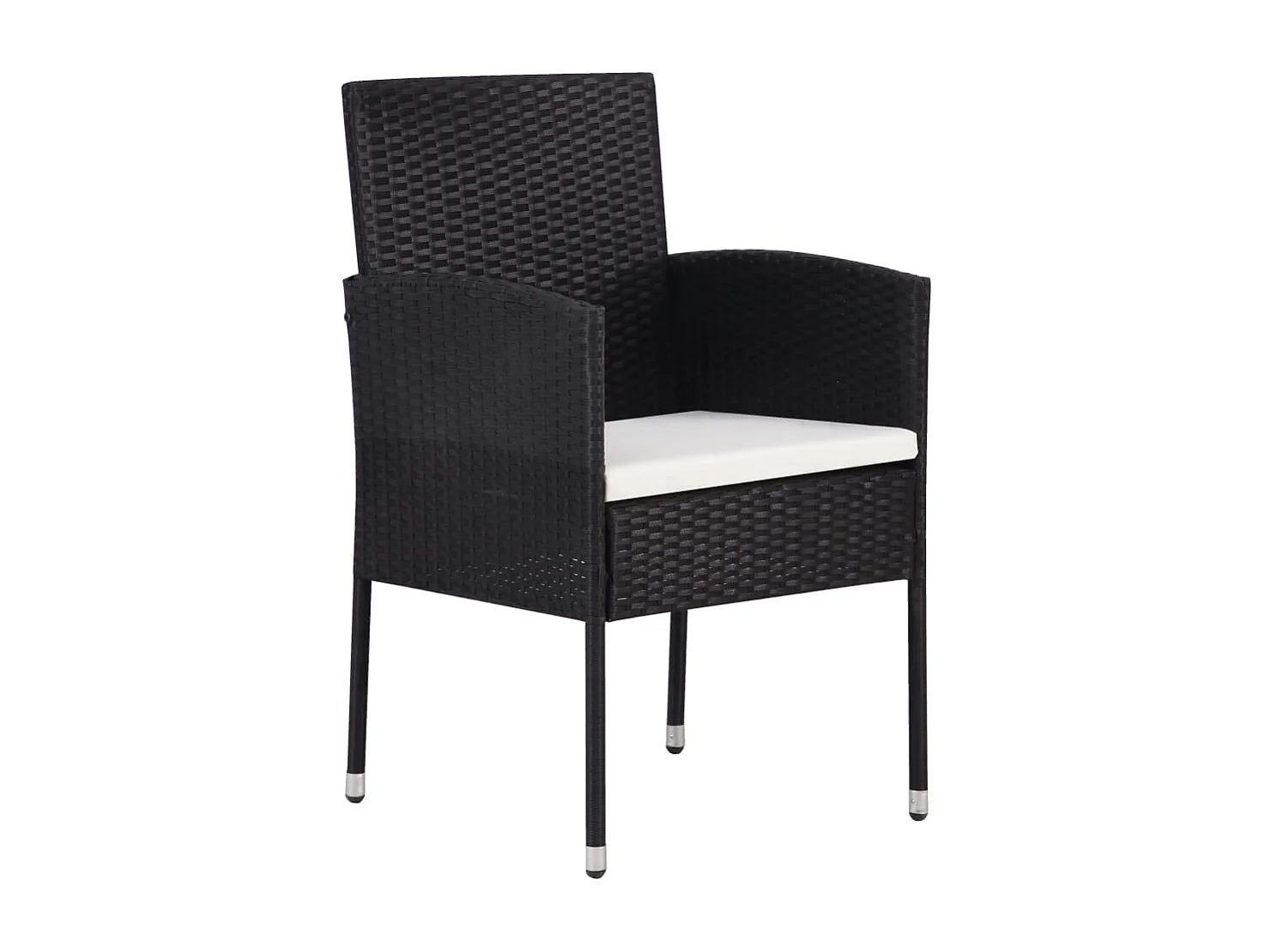Set da Pranzo da Giardino 3 pz in Polyrattan Nero