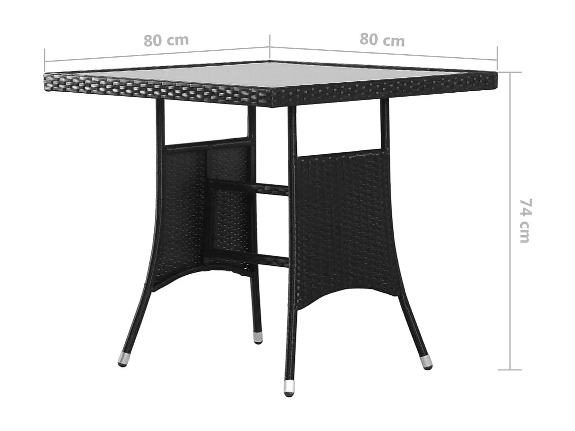 Ensemble à manger de jardin 3 pcs Résine tressée Noir