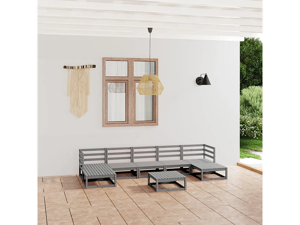 8-tlg. Garten-Lounge-Set Massivholz Kiefer