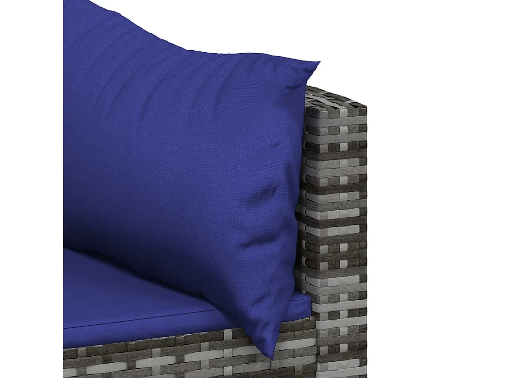 3-delige Loungeset met kussens poly rattan grijs