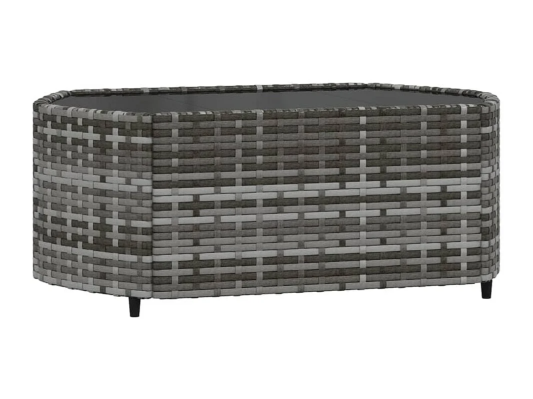 3-delige Loungeset met kussens poly rattan grijs
