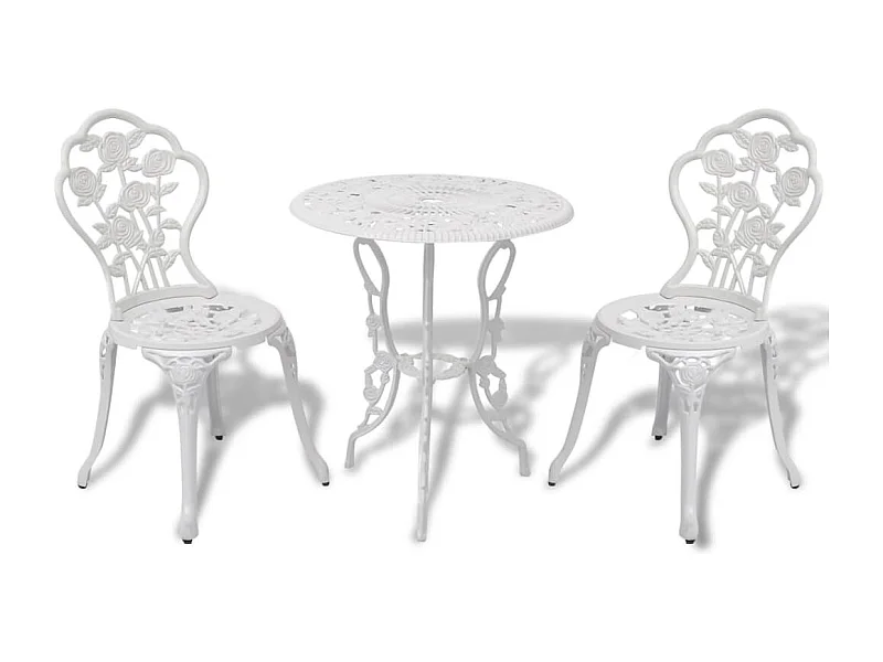 3-tlg. Bistro-Set Aluminiumguss Weiß