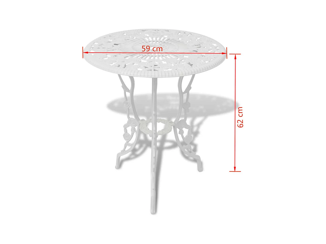 3-tlg. Bistro-Set Aluminiumguss Weiß