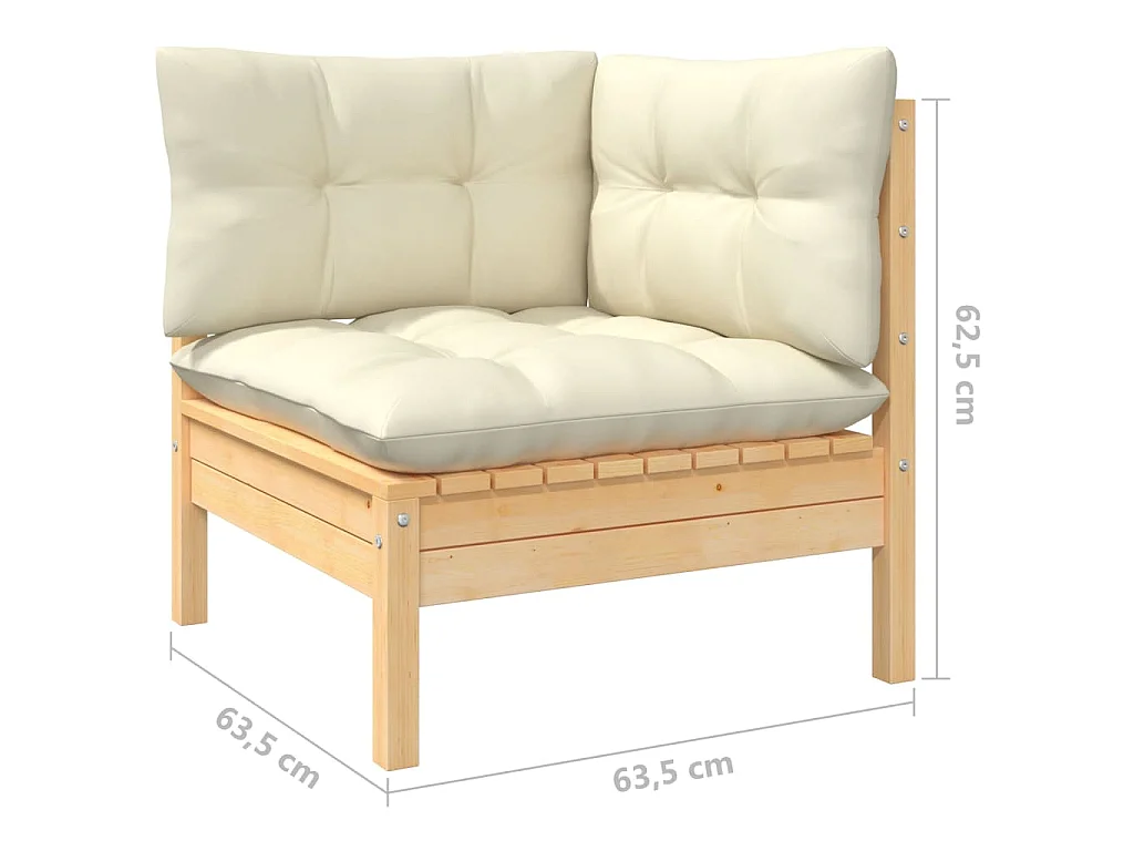 5 pcs conjunto lounge jardim c/ almofadões cor creme pinho