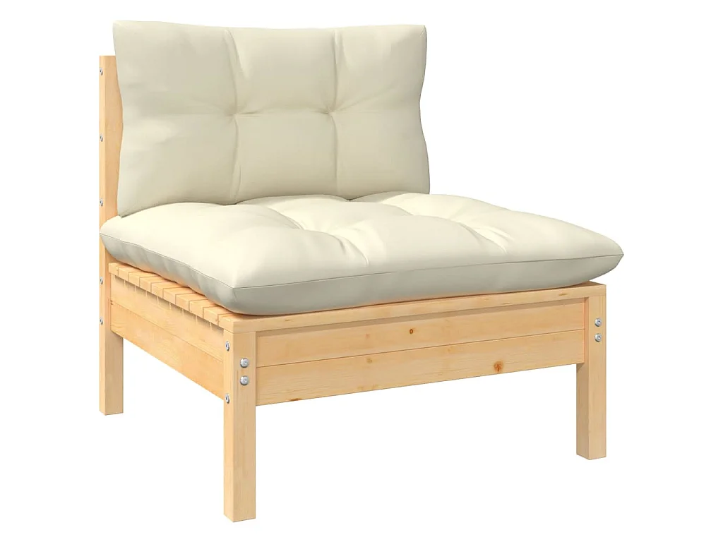5 pcs conjunto lounge jardim c/ almofadões cor creme pinho