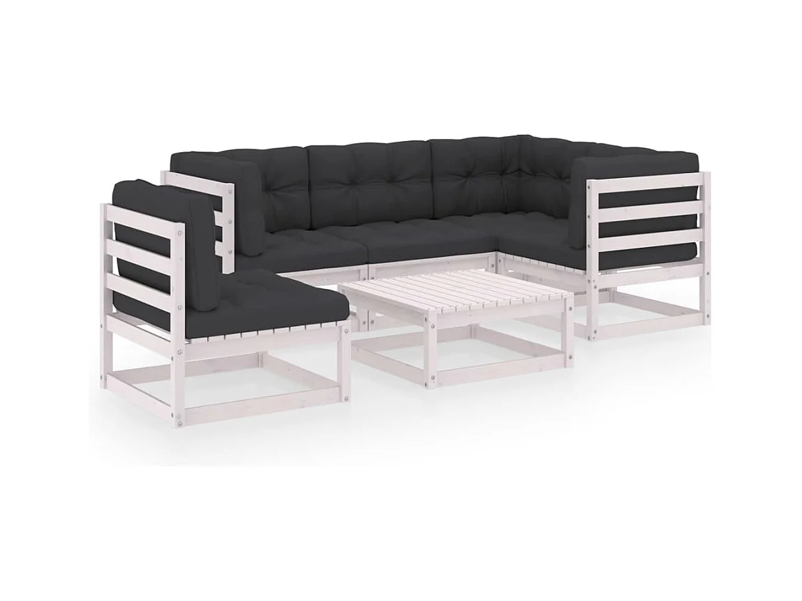 6-tlg. Garten-Lounge-Set mit Kissen Kiefer Massivholz