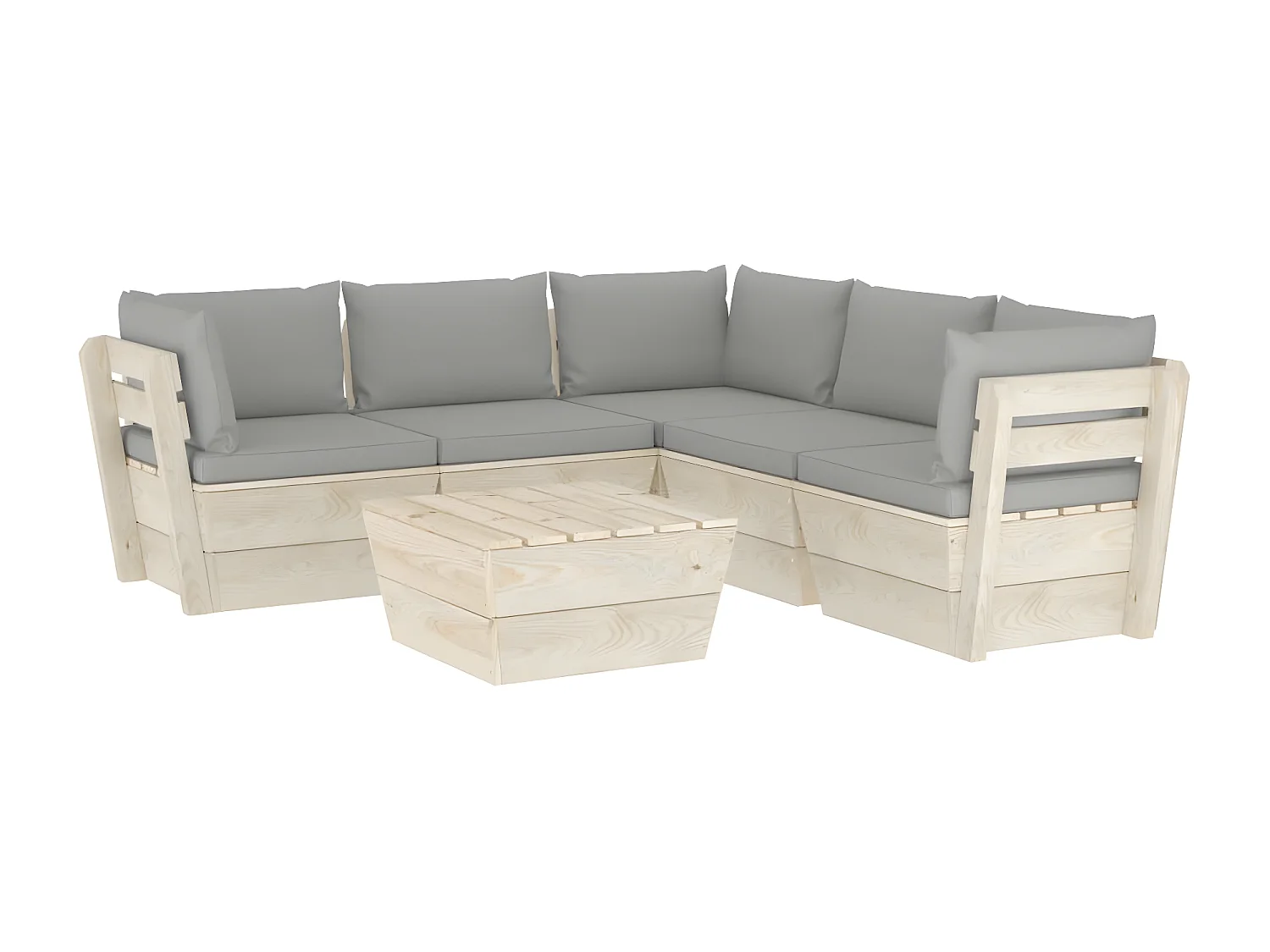 Salon de jardin palette 6 pcs avec coussins bois d'épicéa