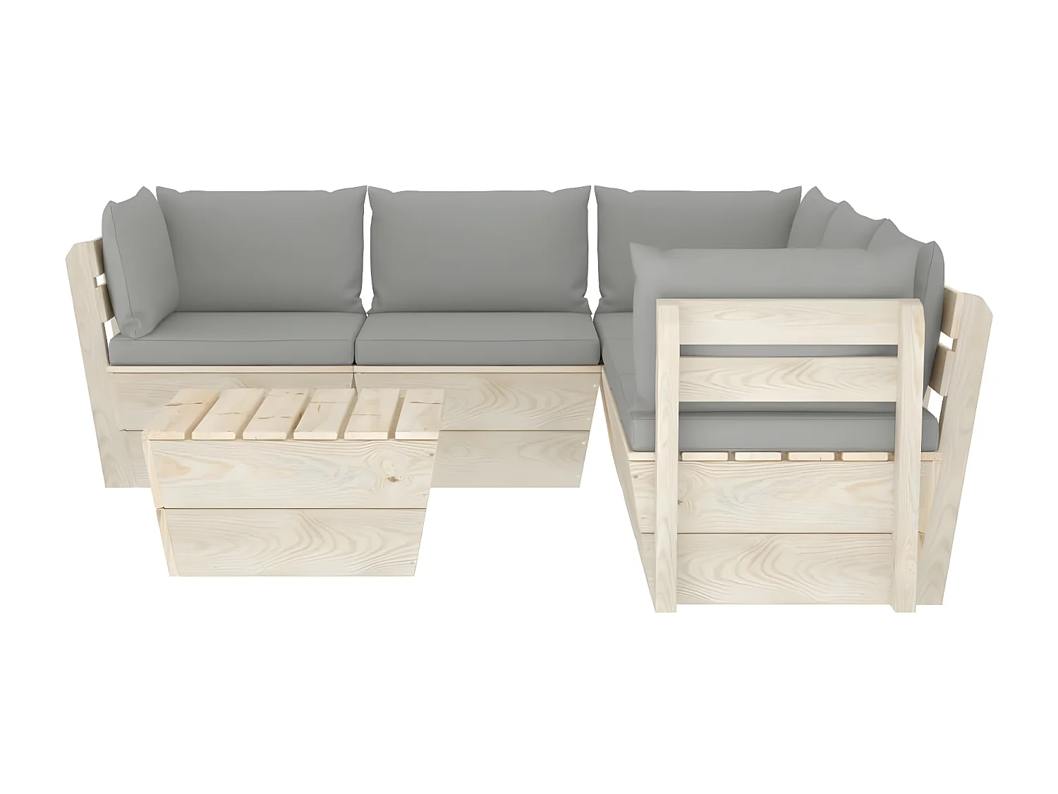 Salon de jardin palette 6 pcs avec coussins bois d'épicéa