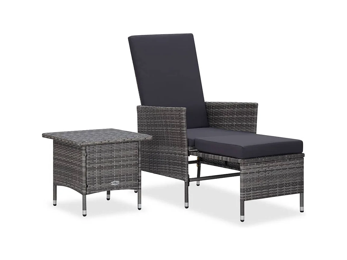 Set Divani da Giardino 2 pz con Cuscini in Polyrattan Grigio