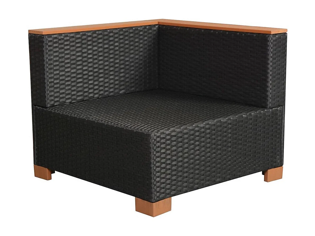 8 pcs conjunto lounge de jardim c/ almofadões vime PE preto