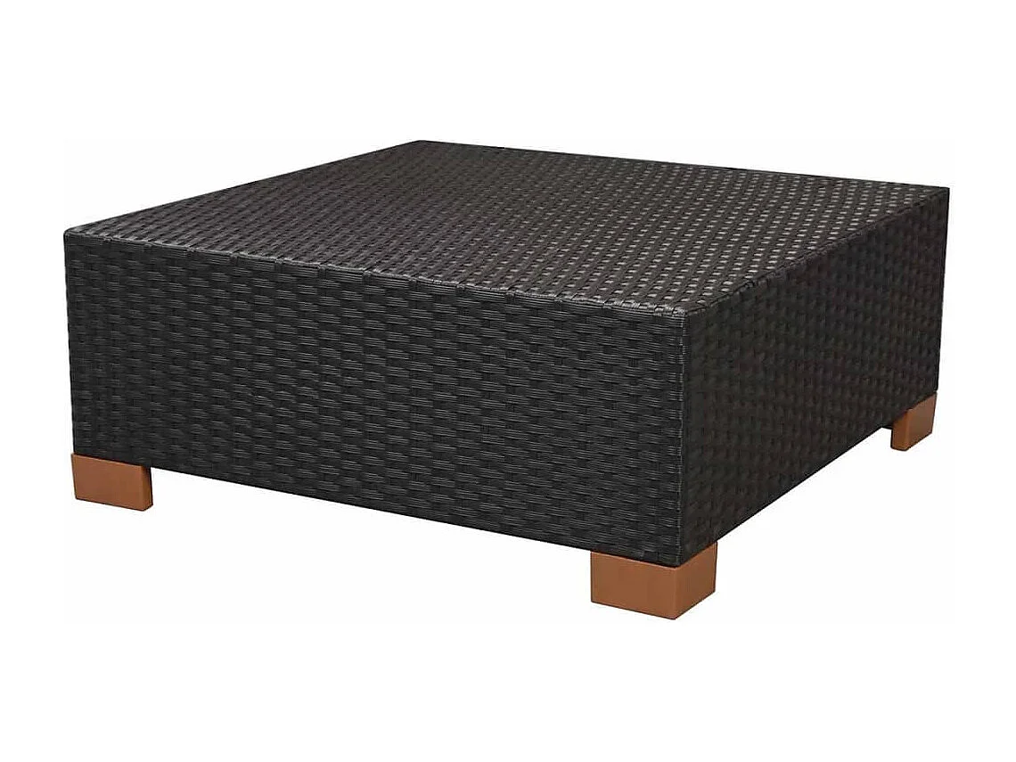 8 pcs conjunto lounge de jardim c/ almofadões vime PE preto