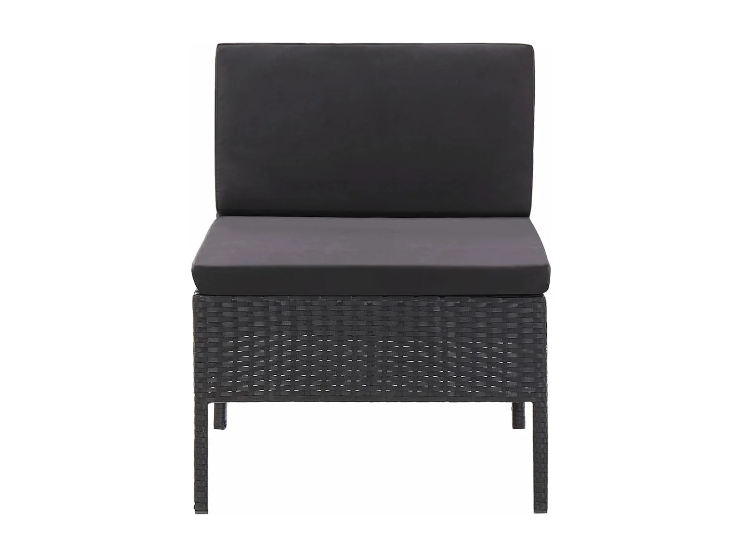 3-tlg. Garten-Lounge-Set mit Auflagen Poly Rattan Schwarz