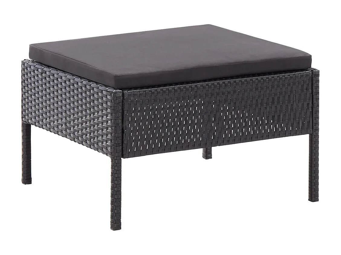 3-tlg. Garten-Lounge-Set mit Auflagen Poly Rattan Schwarz