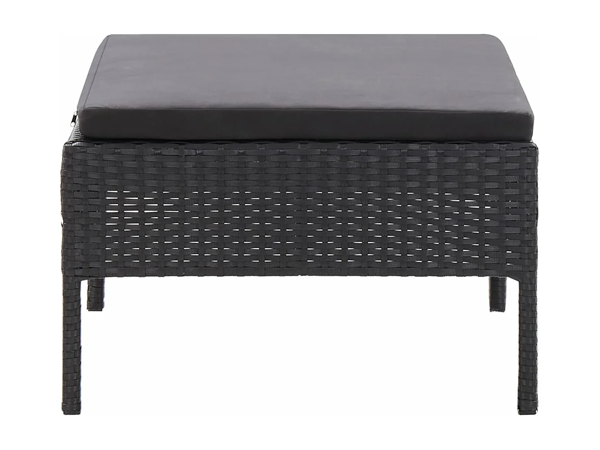 3-tlg. Garten-Lounge-Set mit Auflagen Poly Rattan Schwarz