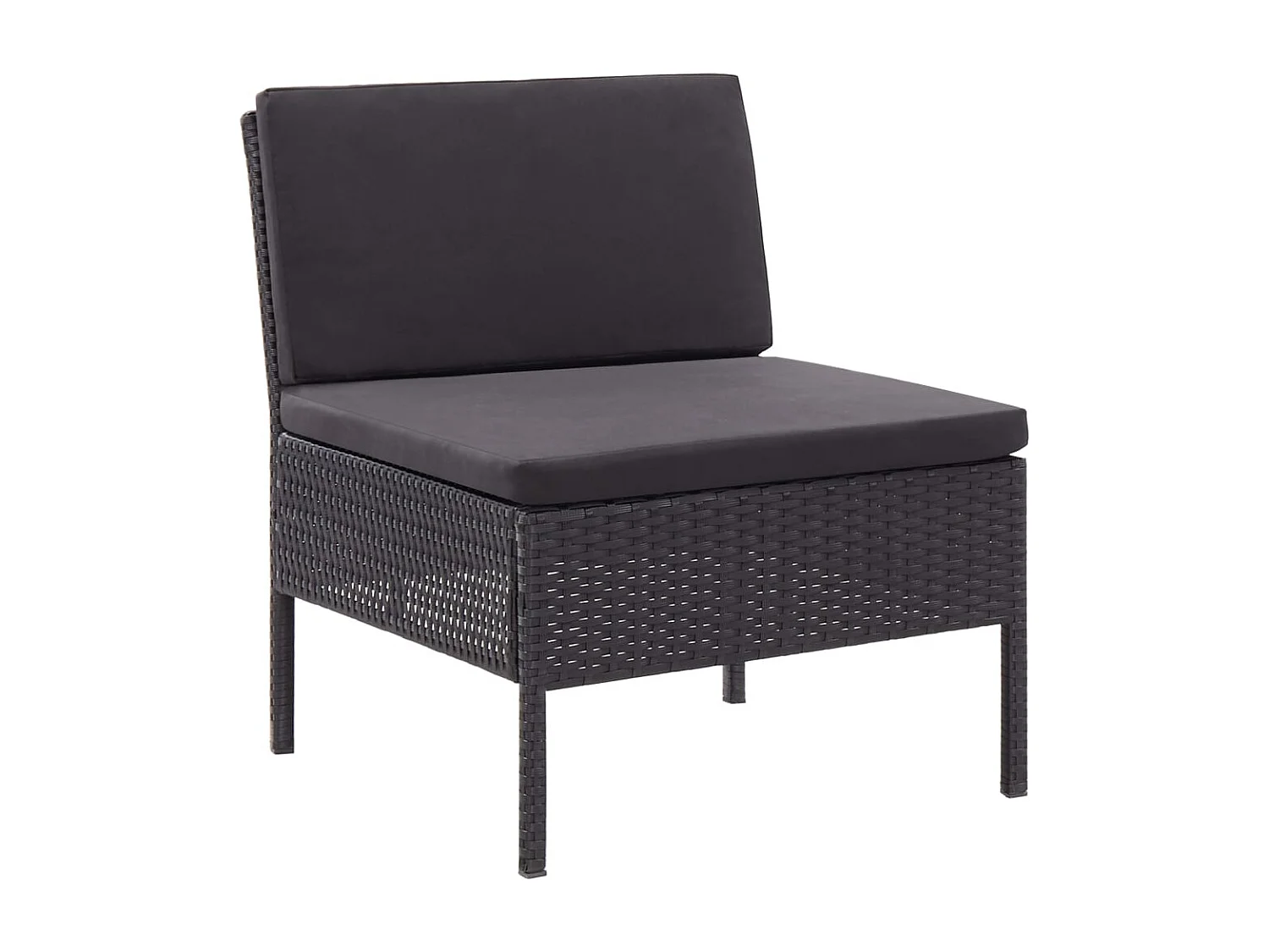 3 pcs conjunto lounge de jardim c/ almofadões vime PE preto
