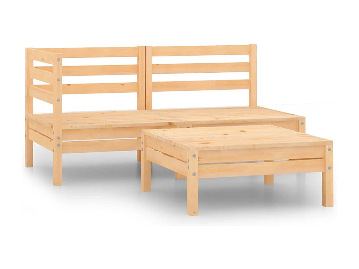 Salon de jardin 3 pcs bois massif de pin