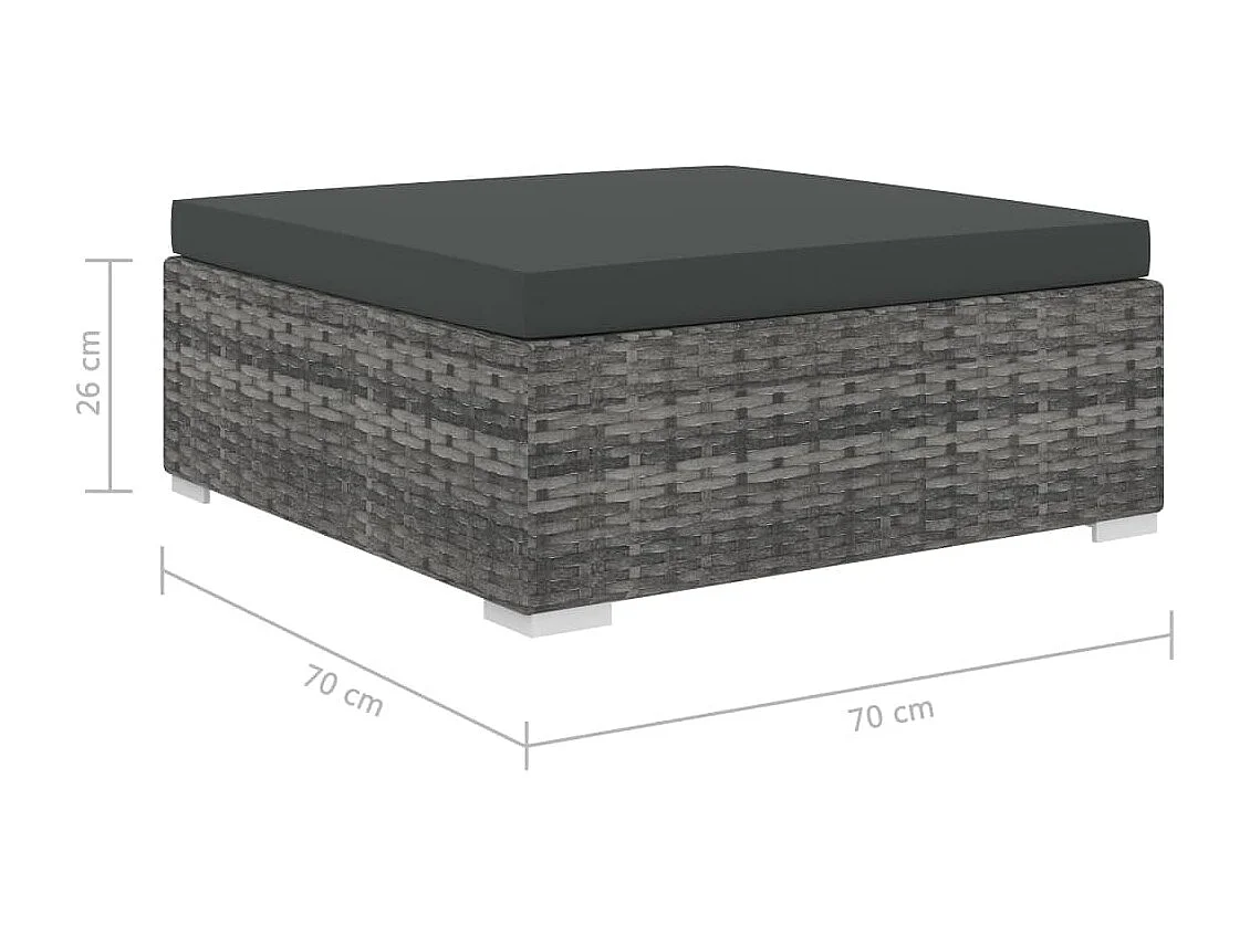 8-delige Loungeset met kussens poly rattan grijs
