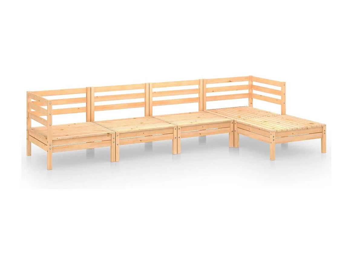 5-tlg. Garten-Lounge-Set Kiefer Massivholz