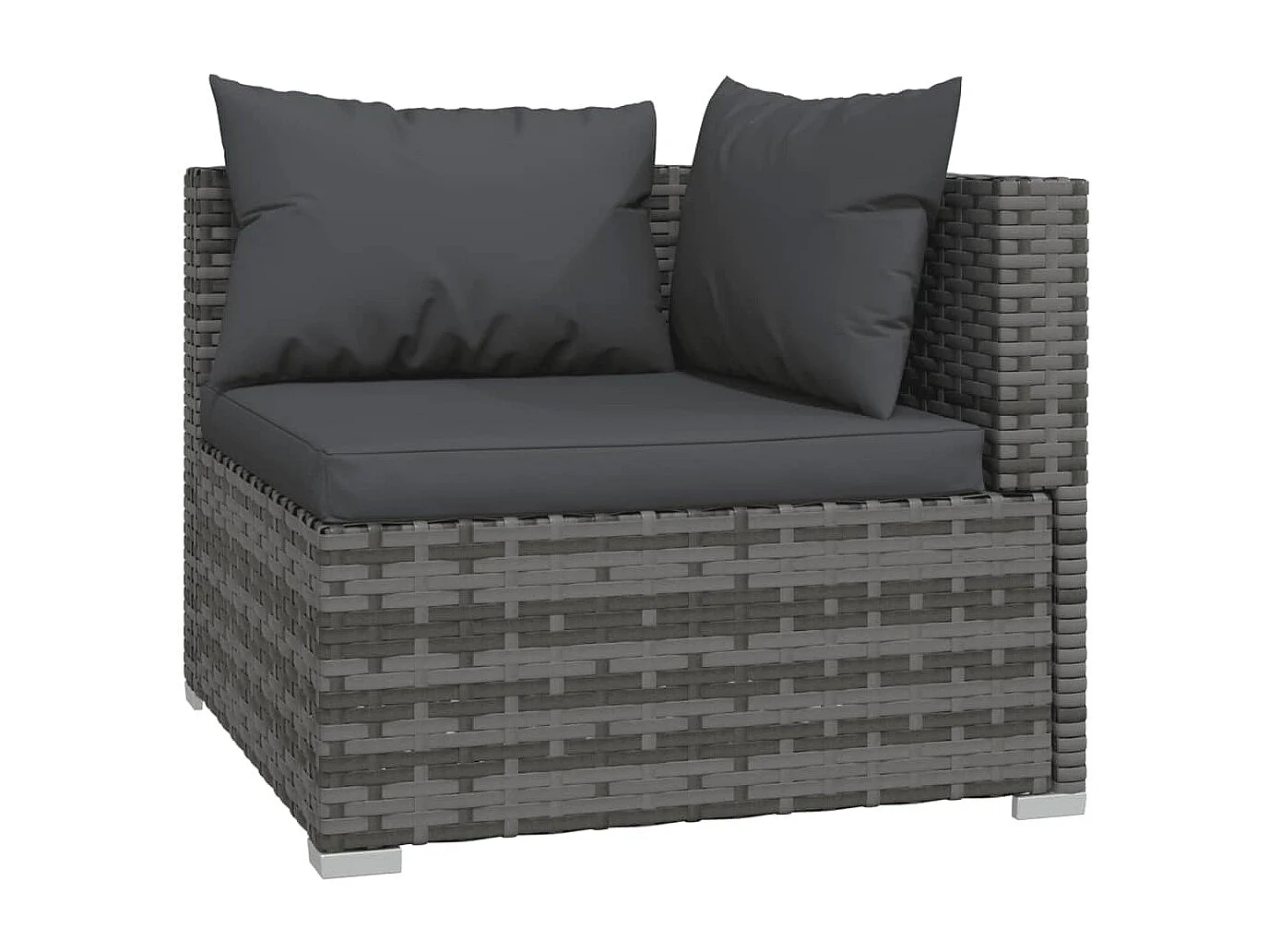 6-tlg. Garten-Lounge-Set mit Kissen Poly Rattan Grau