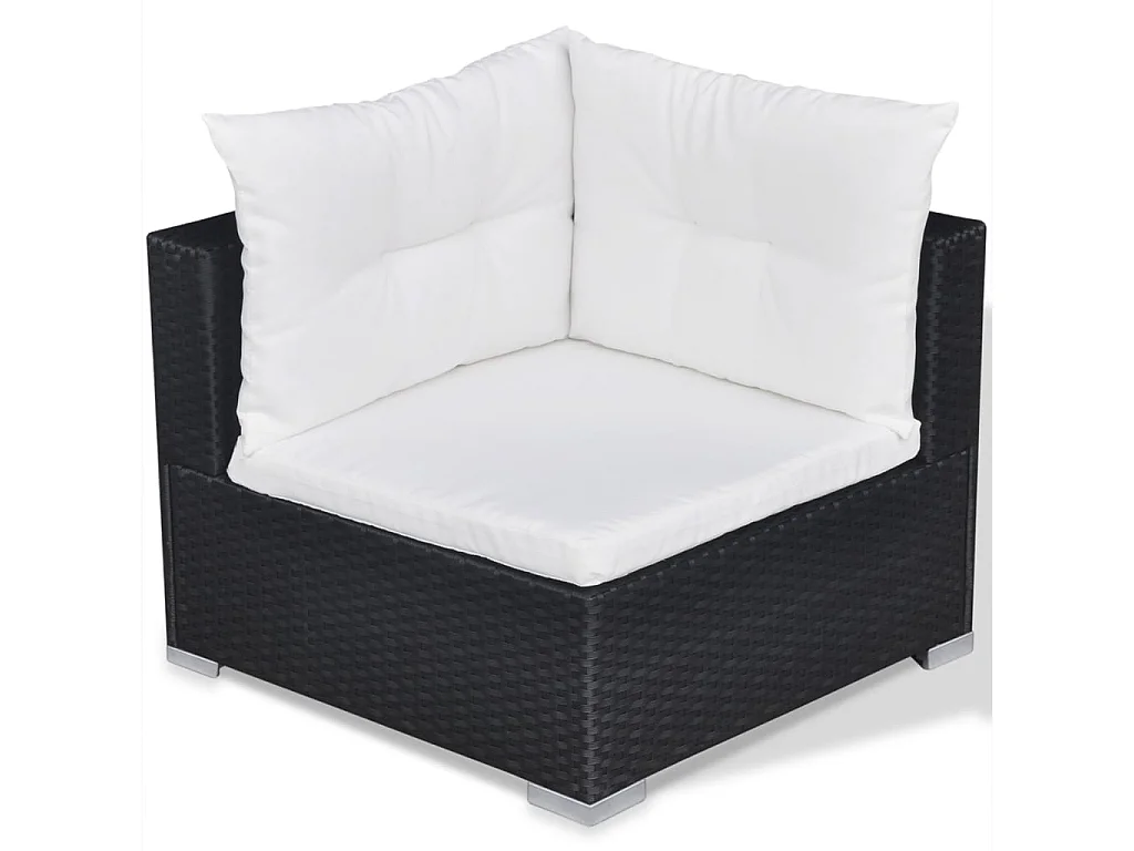 Salon de jardin 10 pcs avec coussins Résine tressée Noir