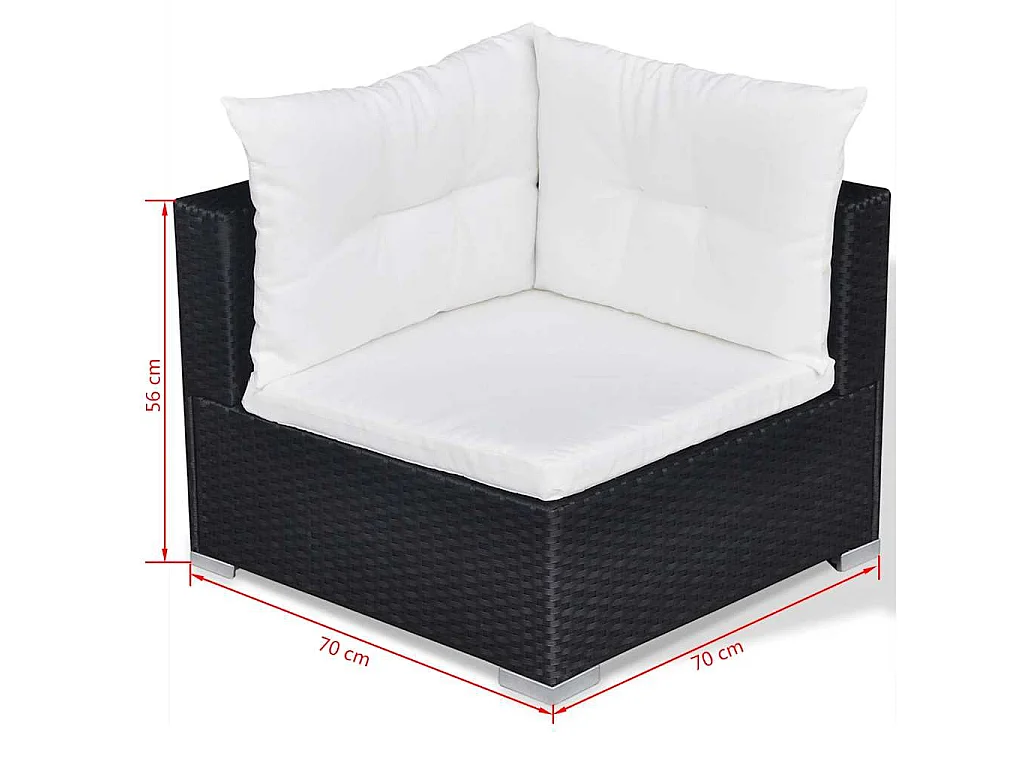 Set Divani da Giardino 10 pz con Cuscini in Polyrattan Nero