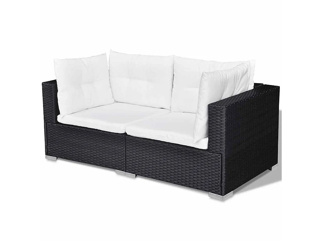Set Divani da Giardino 10 pz con Cuscini in Polyrattan Nero