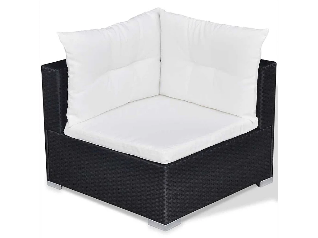 Set Divani da Giardino 10 pz con Cuscini in Polyrattan Nero