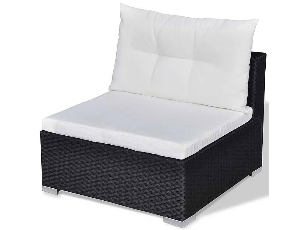 Set Divani da Giardino 10 pz con Cuscini in Polyrattan Nero