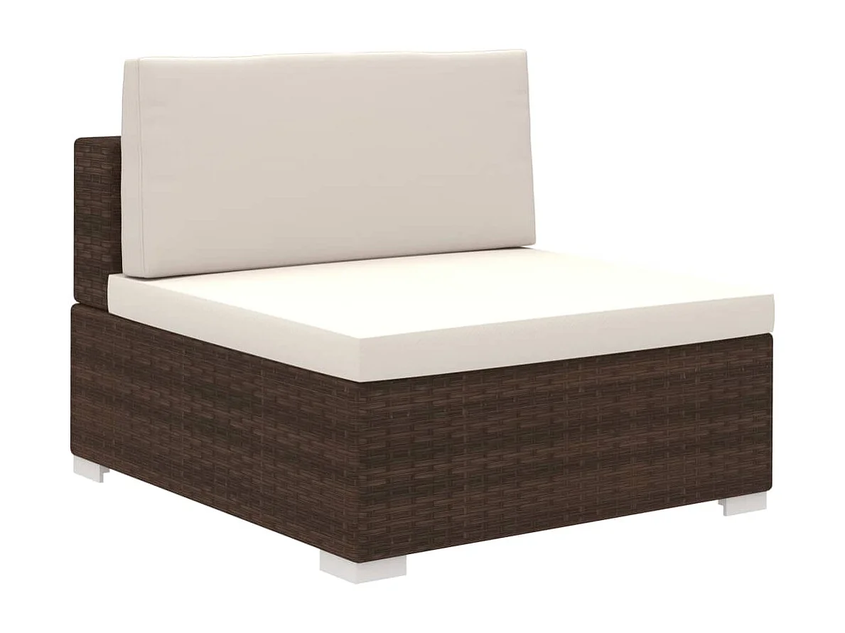 8 pcs conjunto lounge jardim c/ almofadões vime PE castanho