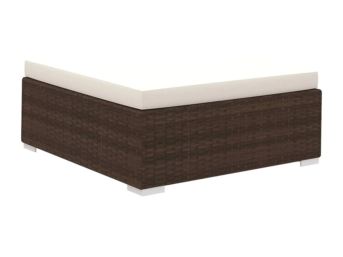 8 pcs conjunto lounge jardim c/ almofadões vime PE castanho