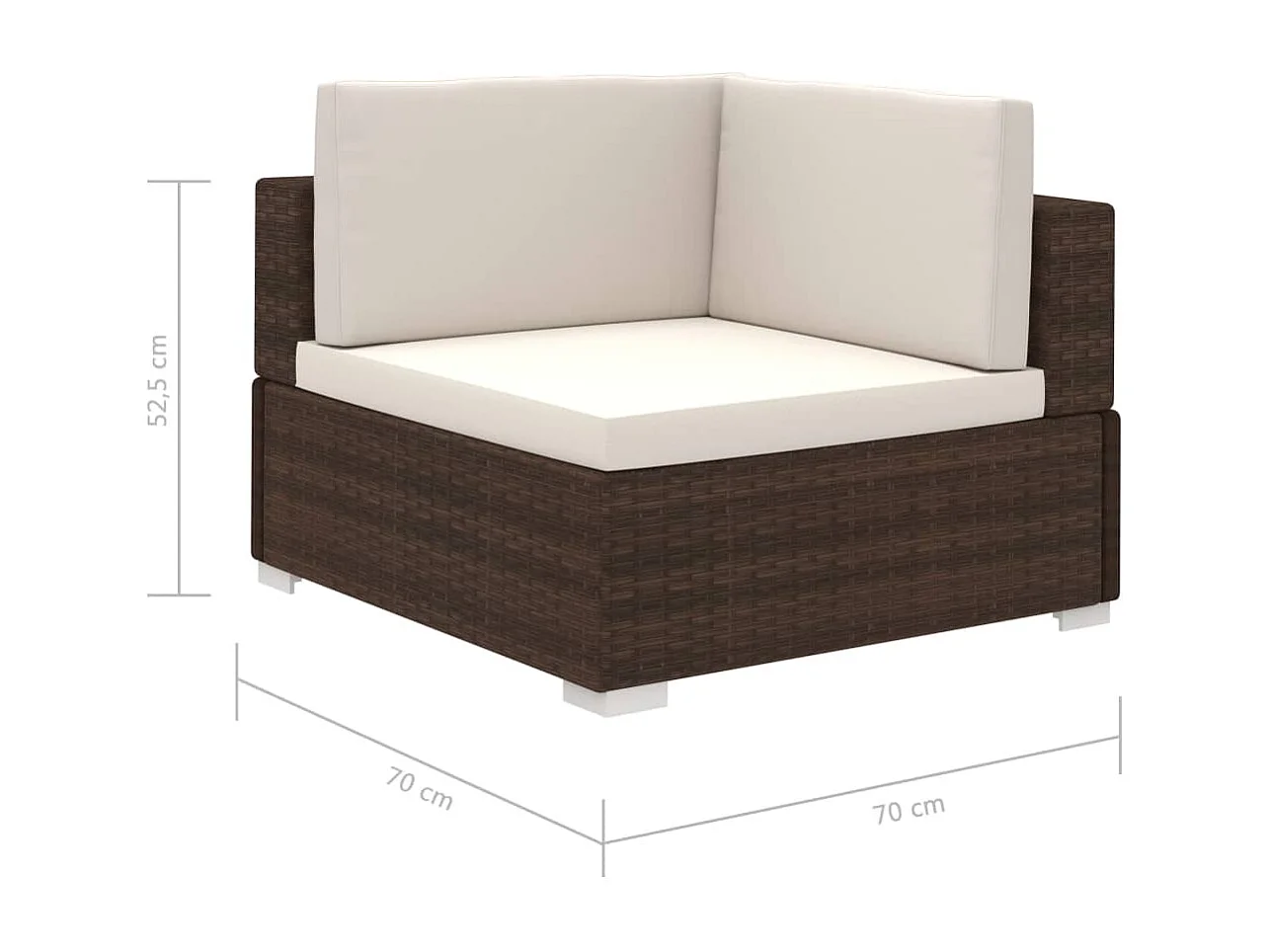 8 pcs conjunto lounge jardim c/ almofadões vime PE castanho