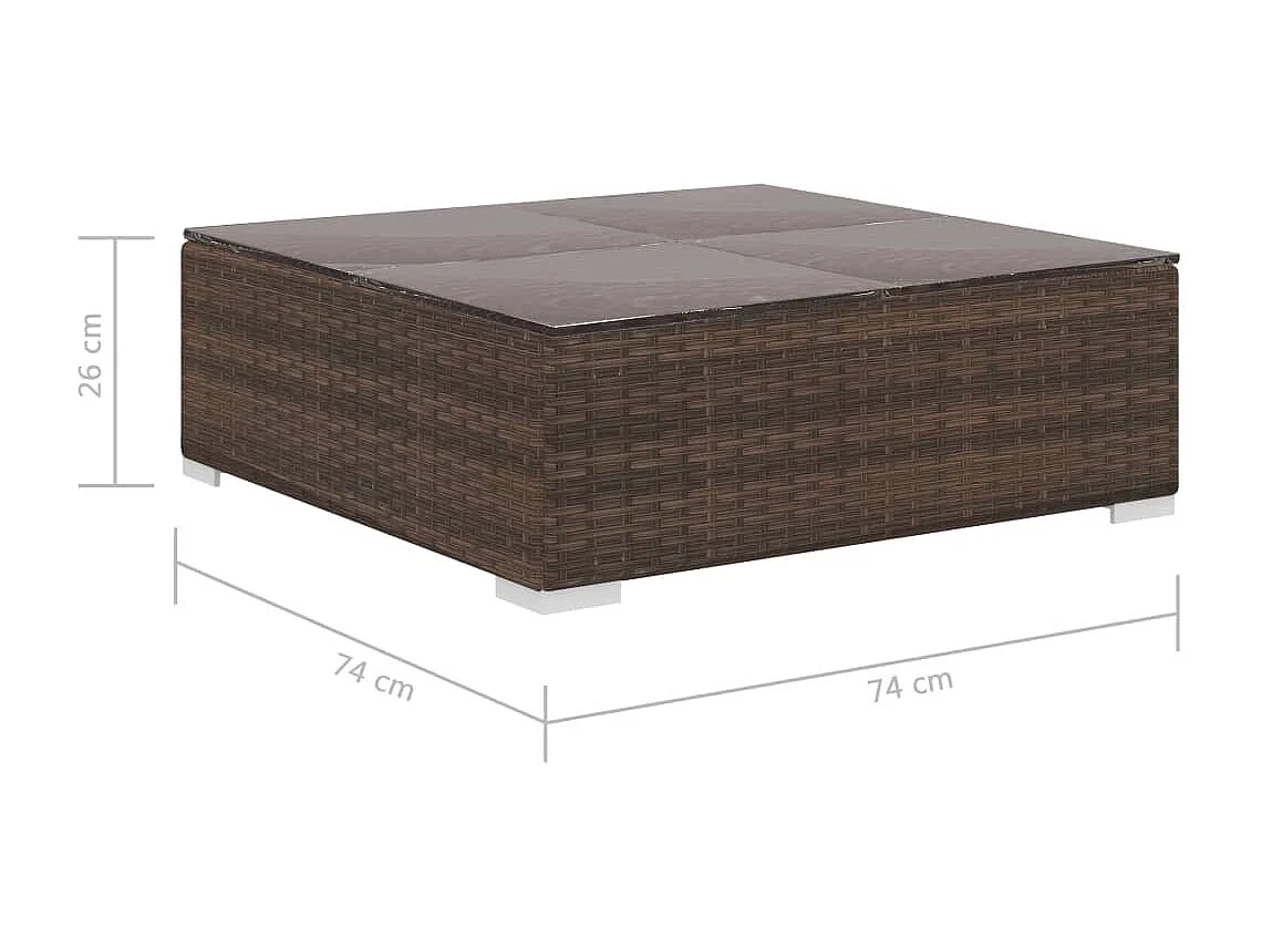 8 pcs conjunto lounge jardim c/ almofadões vime PE castanho