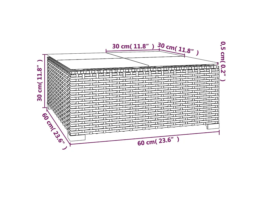 Set Mobili da Giardino 4 pz con Cuscini in Polyrattan Marrone