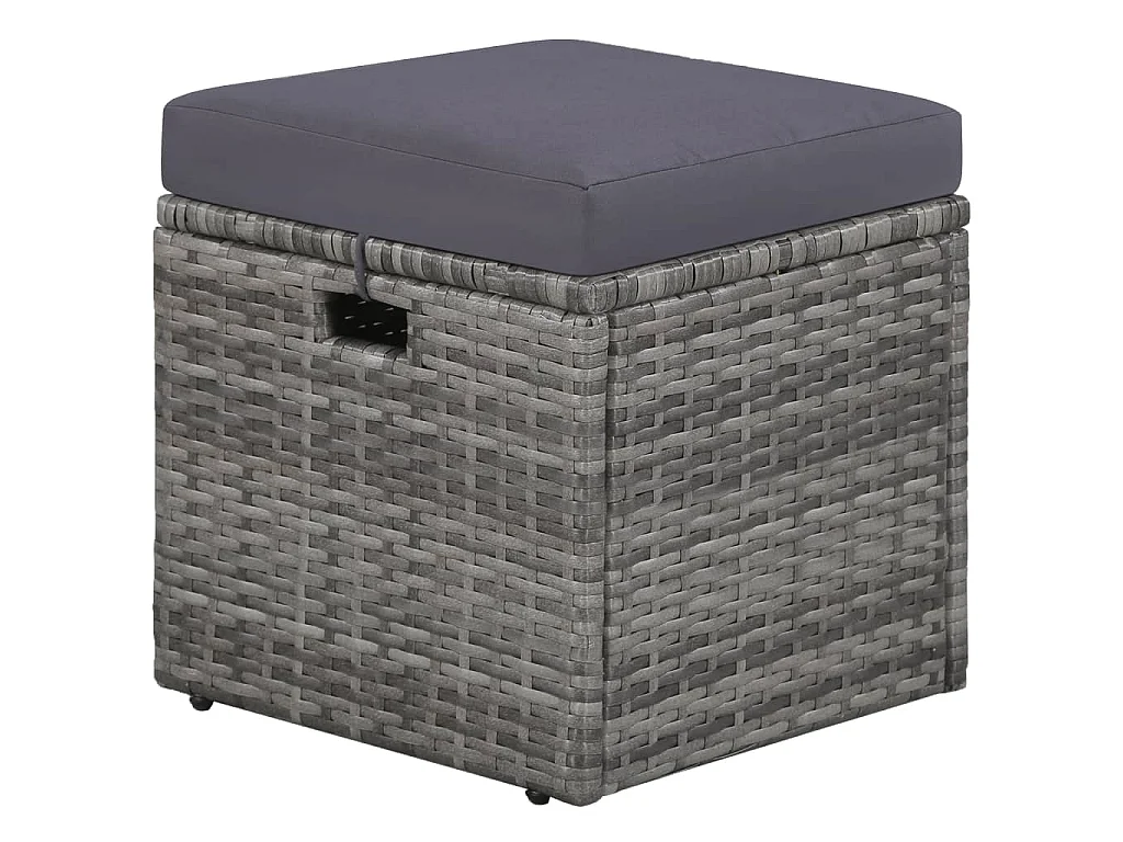 Set Divani da Giardino 4 pz con Cuscini in Polyrattan Grigio
