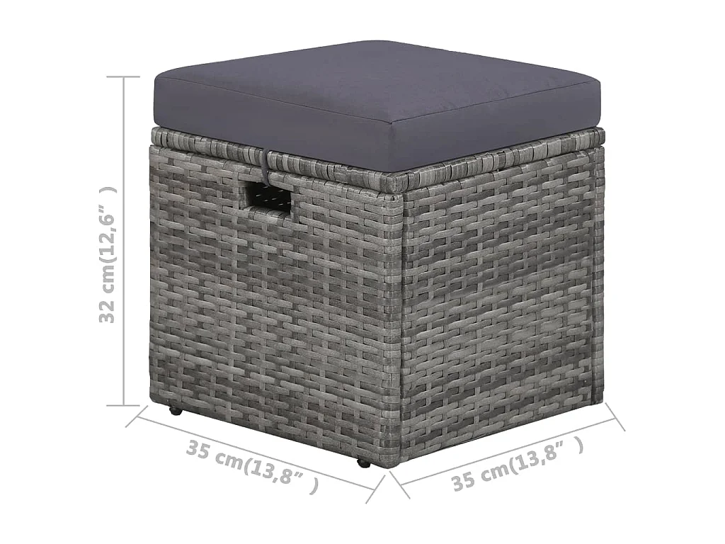 Set Divani da Giardino 4 pz con Cuscini in Polyrattan Grigio