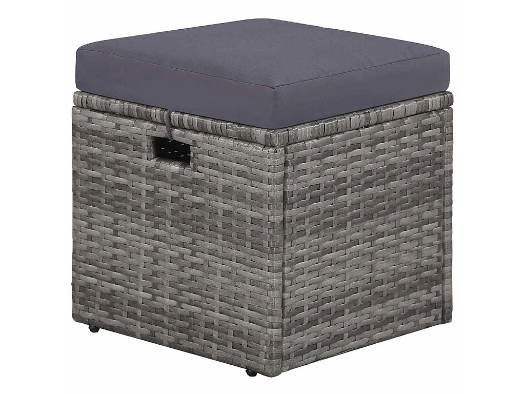 Salon de jardin 4 pcs avec coussins Résine tressée Gris