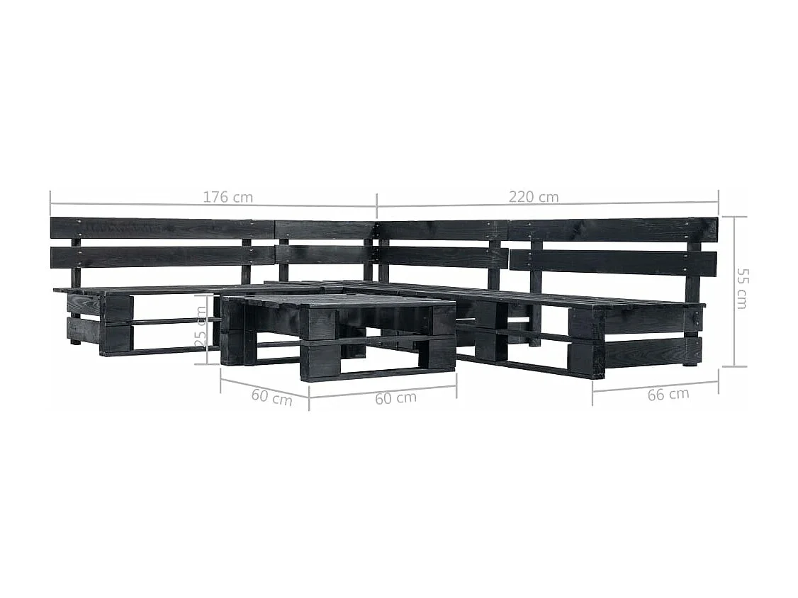 4-delige Loungeset pallet hout zwart