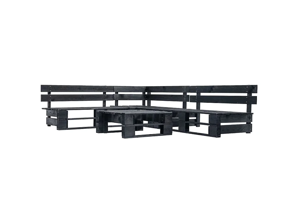 Canapés de jardin palette 4 pcs noir bois